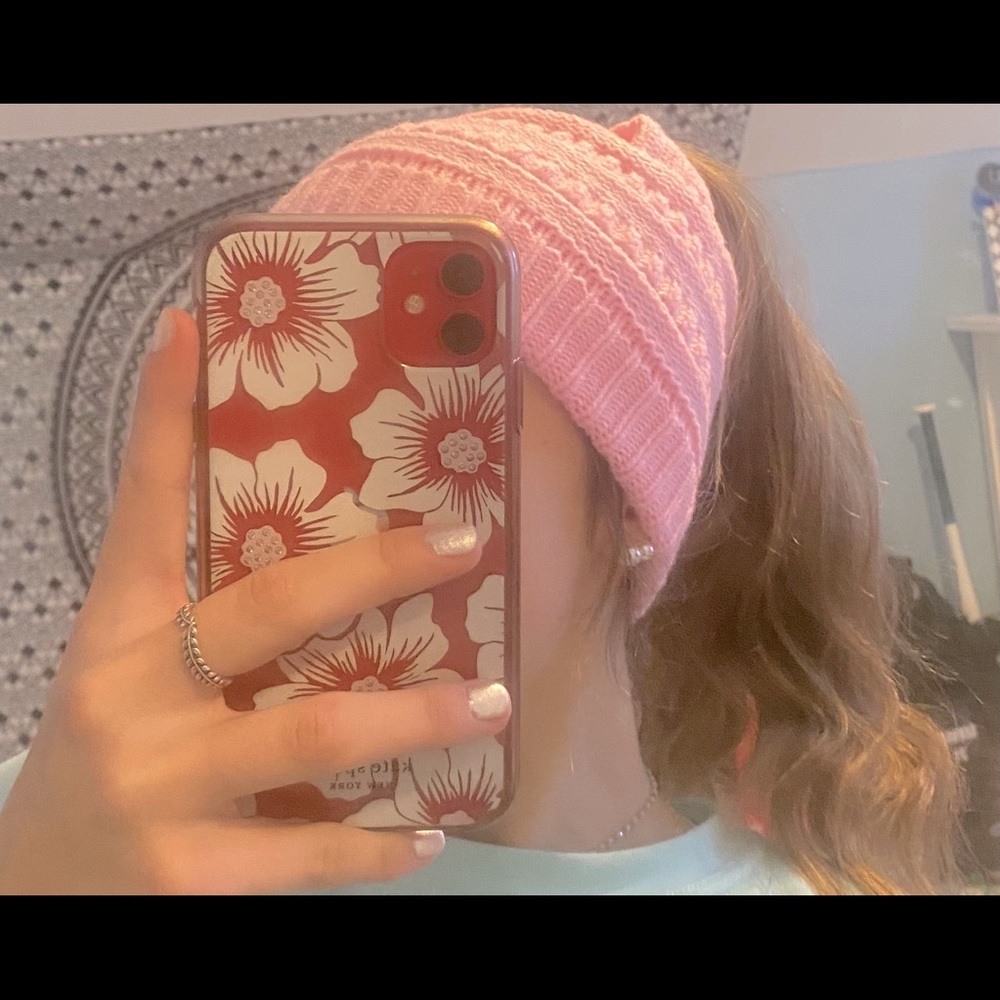 Pink C.C. Knit No PomPom Beanie